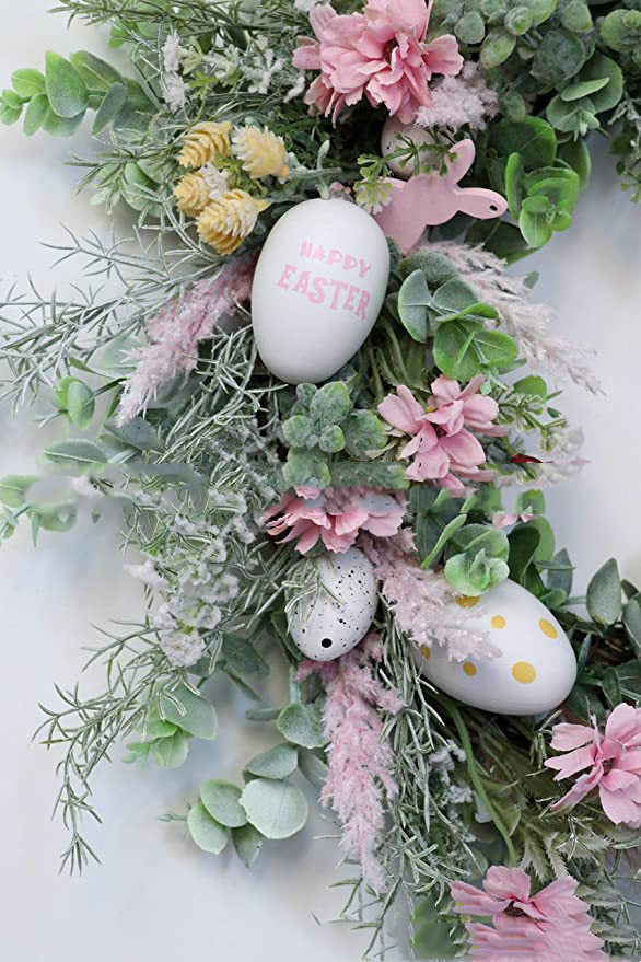 Easter Eggs Garland Wreath Plastic Rattan - Seasonal Chic Variety