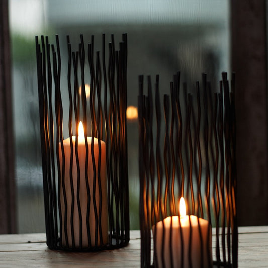 Wrought Iron Geometric Candle Holder - Seasonal Chic Variety