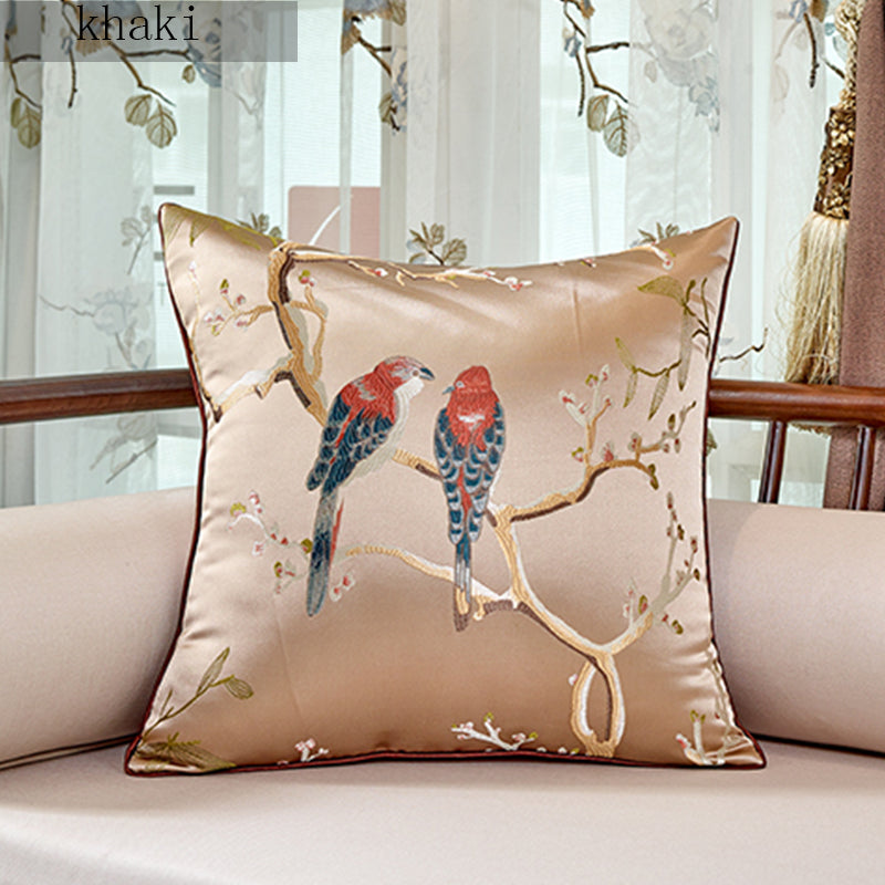 Chinese Throw Pillow Flower And Bird Jacquard Style Chair Cushion Cushion - Seasonal Chic Variety