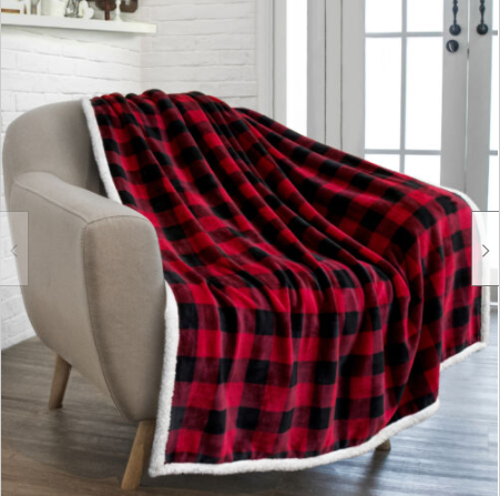 Red plaid flannel wool blanket - Seasonal Chic Variety