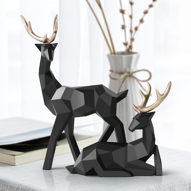 Deers Sculpture Resin Deer Statue Decoration Home Decor Statues Deer Figurines Modern Decoration Deers Table Ornament - Seasonal Chic Variety