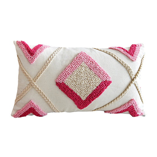 Ins Wind Pink Purple Tufted Pillow Cushion Rogo Style Element Design - Seasonal Chic Variety