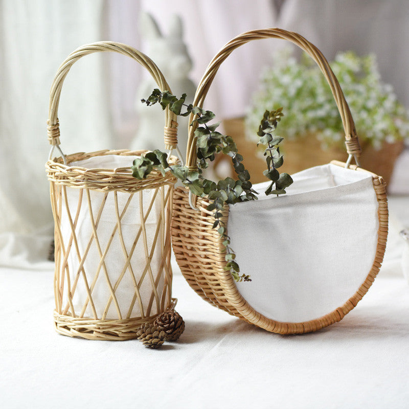 Pastoral Handmade Rattan Basket Decoration - Seasonal Chic Variety