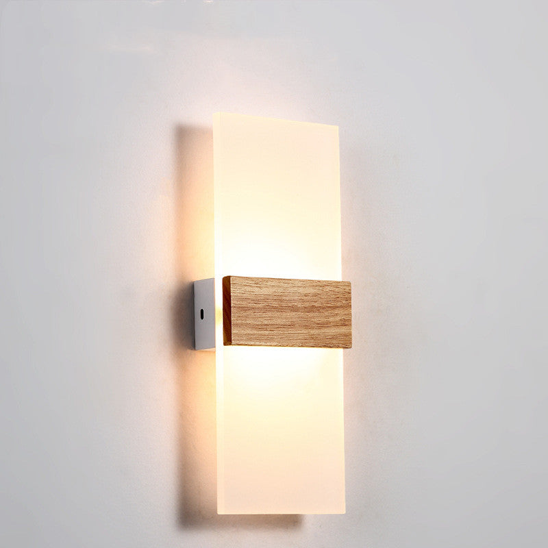 Wooden LED Wall Lamp Simple Modern Living Room Study Bedroom Bedside Lamp - Seasonal Chic Variety