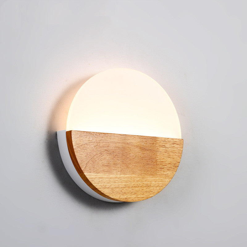 Wooden LED Wall Lamp Simple Modern Living Room Study Bedroom Bedside Lamp - Seasonal Chic Variety