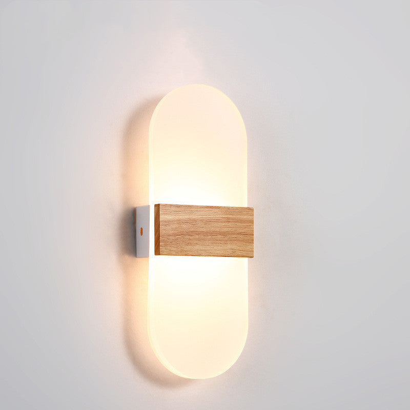 Wooden LED Wall Lamp Simple Modern Living Room Study Bedroom Bedside Lamp - Seasonal Chic Variety