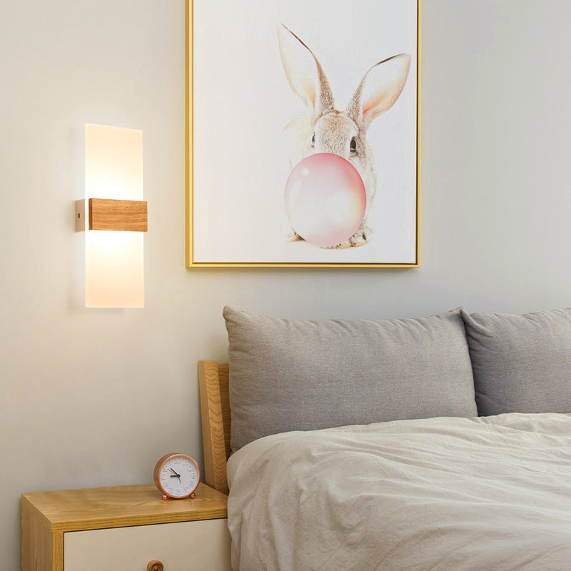 Wooden LED Wall Lamp Simple Modern Living Room Study Bedroom Bedside Lamp - Seasonal Chic Variety