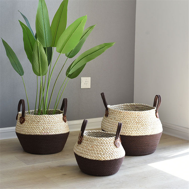 Crafts Seaweed Decoration Straw Bag Flower Pot Container Home Furnishing - Seasonal Chic Variety