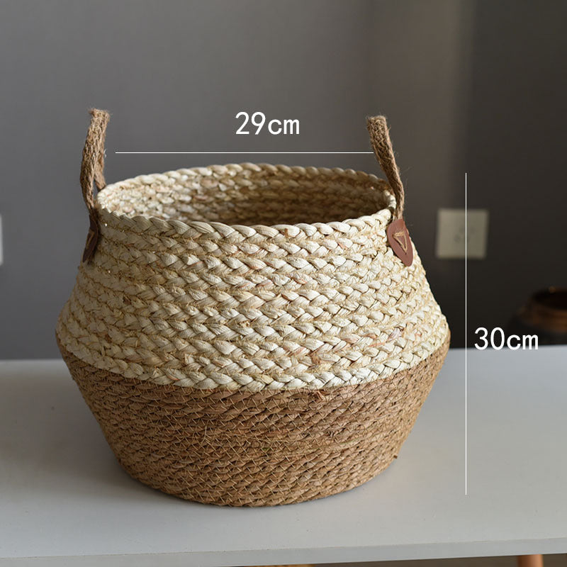 Crafts Seaweed Decoration Straw Bag Flower Pot Container Home Furnishing - Seasonal Chic Variety