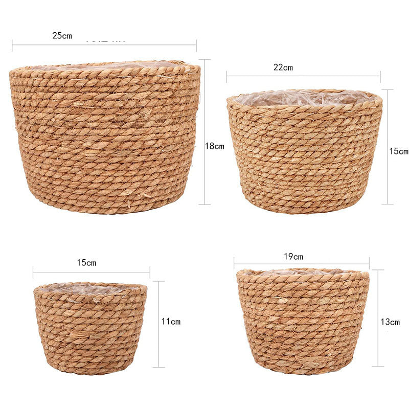 Storage Basket Plant Flower Pot Straw Seaweed Weaving Mechanism Amazon Size Plant Basket Interior Decorative Flower Pot - Seasonal Chic Variety