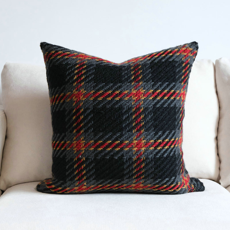 Affordable Luxury Style Plaid Wool Pillow Sofa Cushion Model Room Pillow Cover - Seasonal Chic Variety