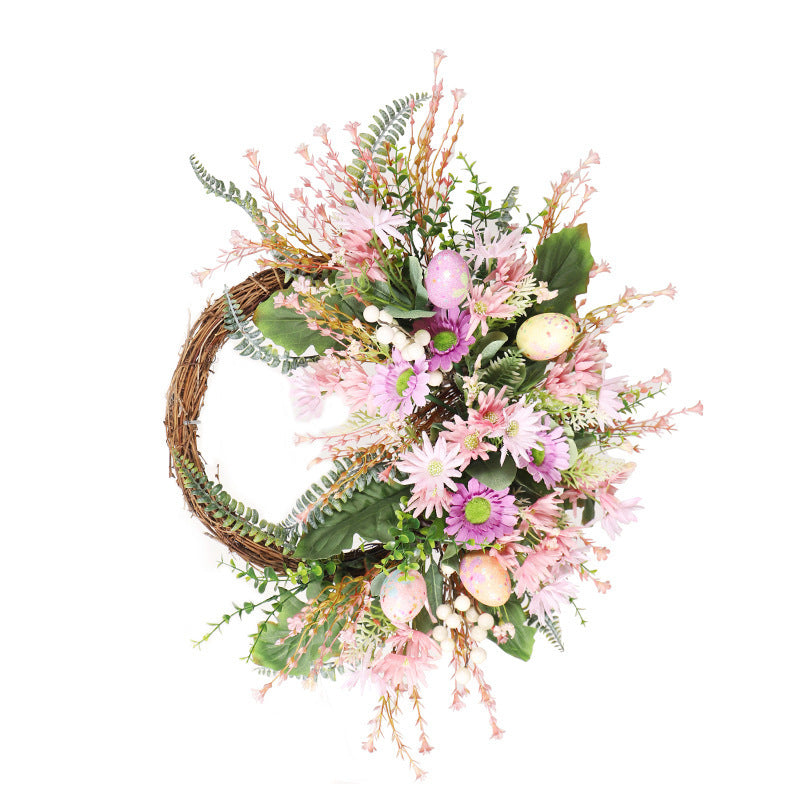 Home Decoration Easter Wreath Wild Chrysanthemum Half Edge Wreath Eggs - Seasonal Chic Variety