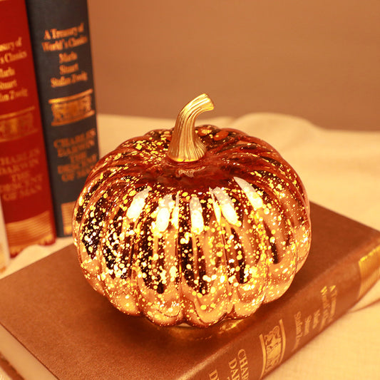 Holy Festival Christmas Electroplating Pumpkin Orange Red Electronic Decoration Ornaments Glass Lamp - Seasonal Chic Variety