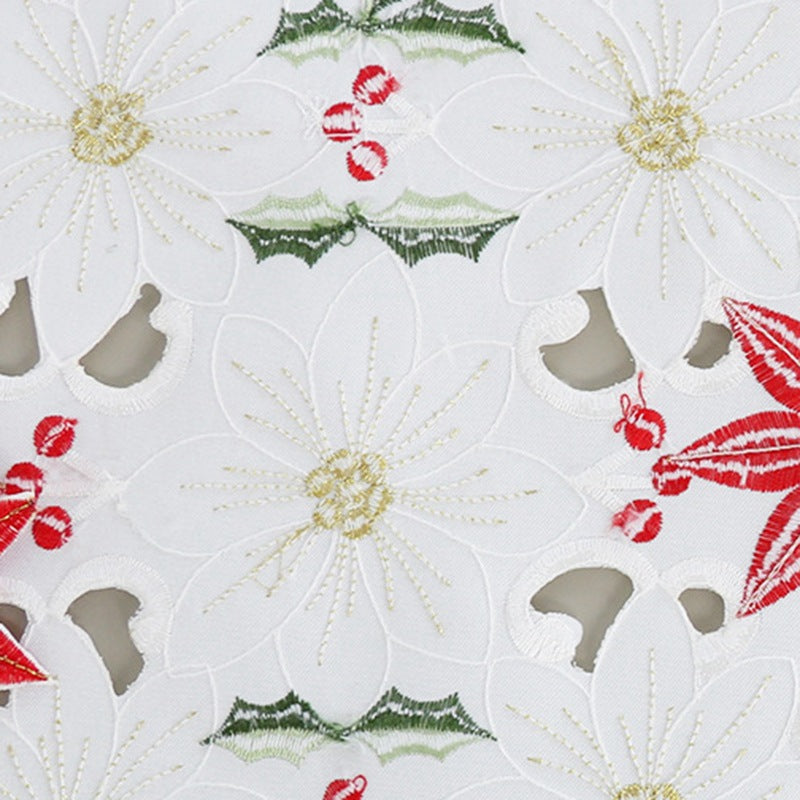 Embroidered Christmas flower table runner - Seasonal Chic Variety