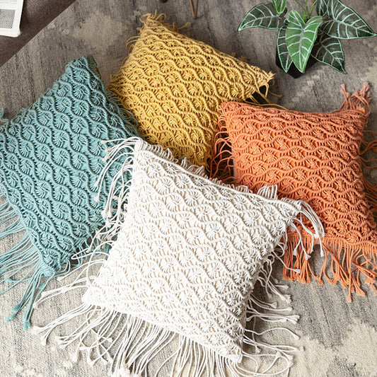 Hand-woven Cotton Thread Cushion Cover - Seasonal Chic Variety