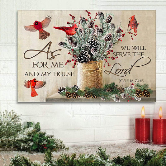 As For Me And My House Christmas Wall Art Canvas Decoration - Seasonal Chic Variety