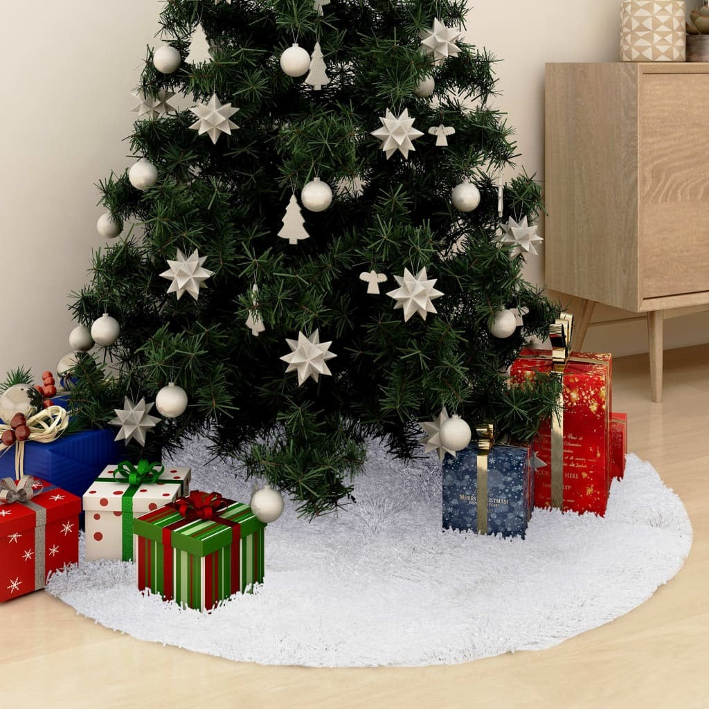 vidaXL Christmas Tree Skirt White 48" Faux - Seasonal Chic Variety