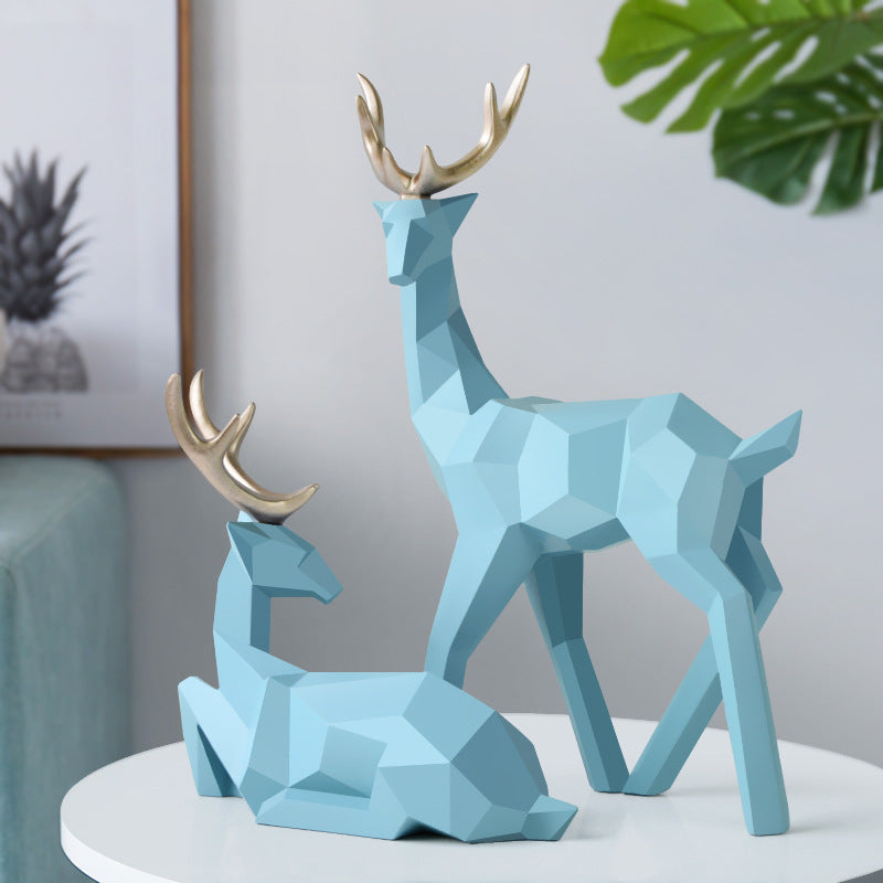 Deers Sculpture Resin Deer Statue Decoration Home Decor Statues Deer Figurines Modern Decoration Deers Table Ornament - Seasonal Chic Variety