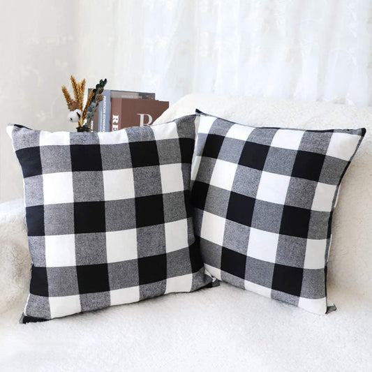 Woven Polyester Cotton Plaid Pillowcase With Pillow Core - Seasonal Chic Variety