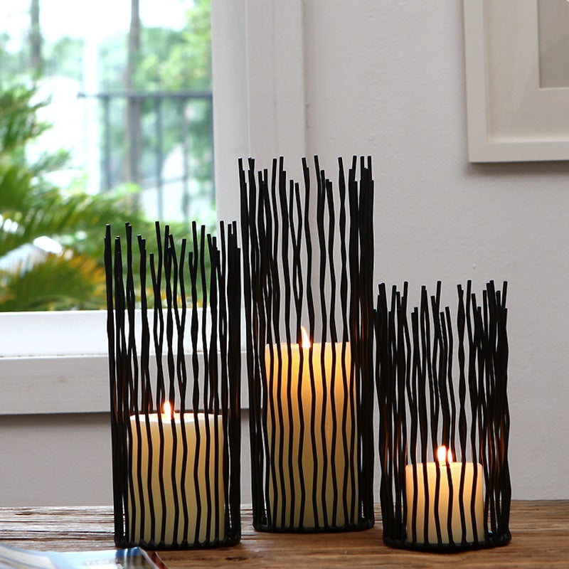 Wrought Iron Geometric Candle Holder - Seasonal Chic Variety