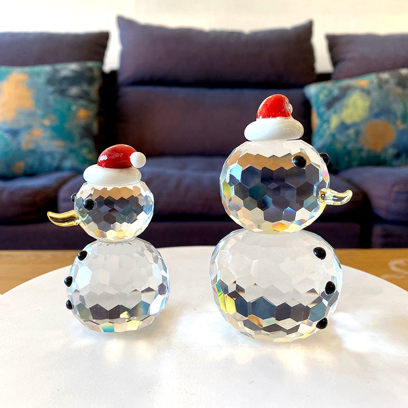 Transparent White Crystal Glass Christmas Snowman Home Decoration - Seasonal Chic Variety