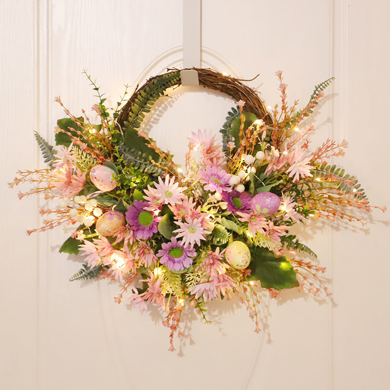 Home Decoration Easter Wreath Wild Chrysanthemum Half Edge Wreath Eggs - Seasonal Chic Variety