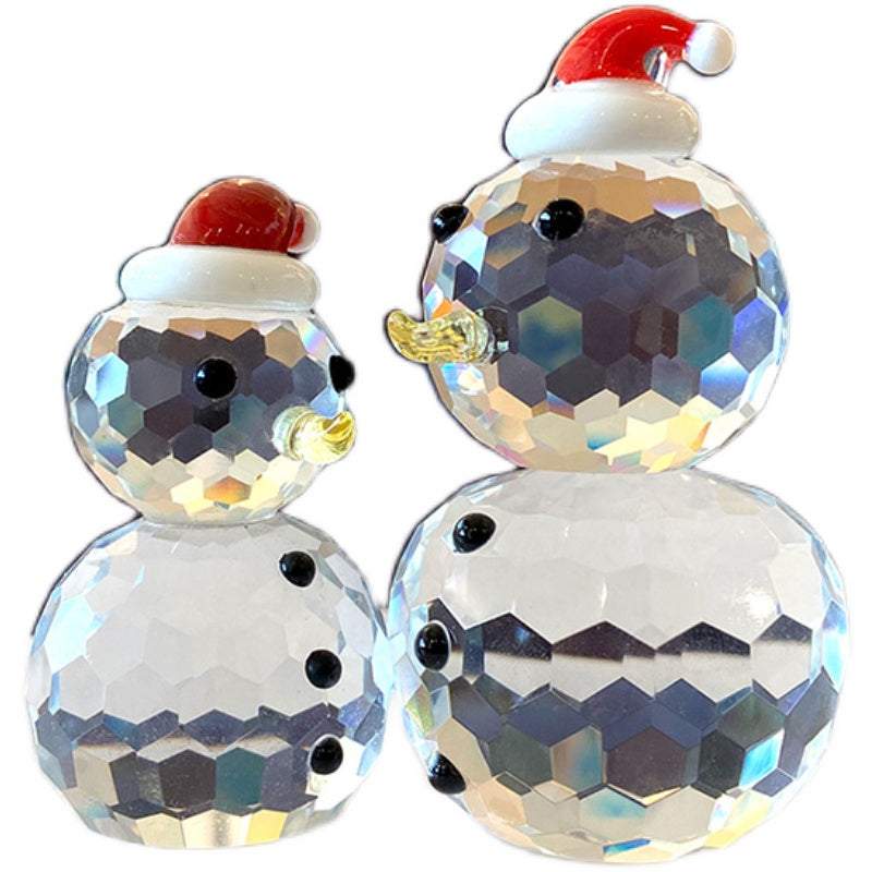 Transparent White Crystal Glass Christmas Snowman Home Decoration - Seasonal Chic Variety