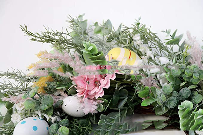 Easter Eggs Garland Wreath Plastic Rattan - Seasonal Chic Variety