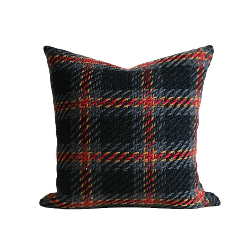 Affordable Luxury Style Plaid Wool Pillow Sofa Cushion Model Room Pillow Cover - Seasonal Chic Variety