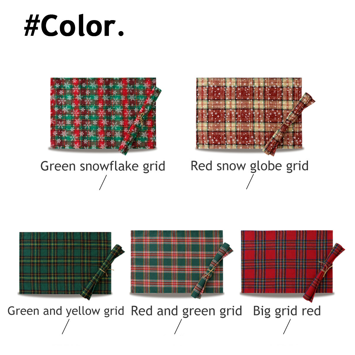 Christmas Series New Year Cloth Plaid Table Flag Insulation Pad - Seasonal Chic Variety