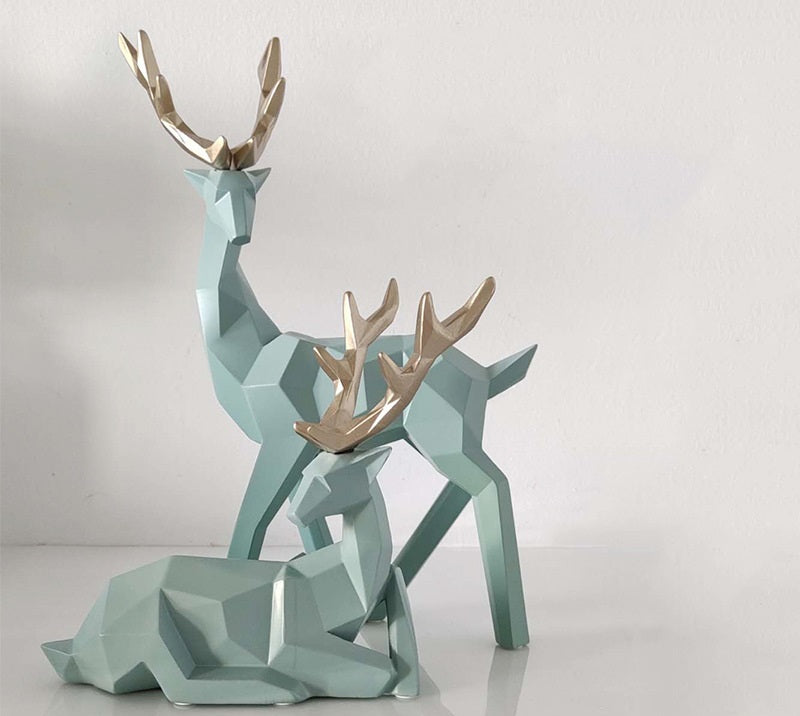 Deers Sculpture Resin Deer Statue Decoration Home Decor Statues Deer Figurines Modern Decoration Deers Table Ornament - Seasonal Chic Variety