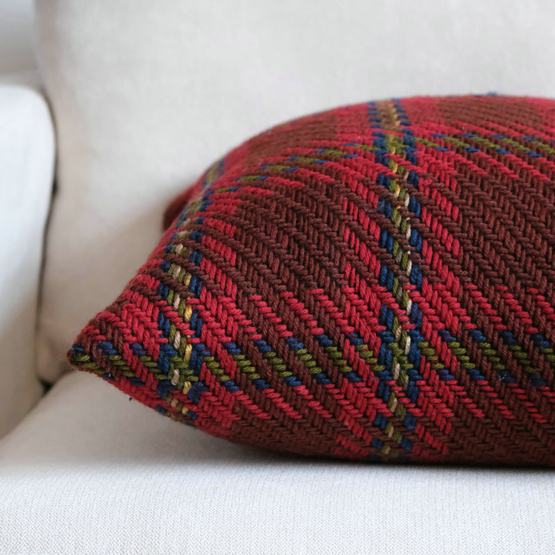 Affordable Luxury Style Plaid Wool Pillow Sofa Cushion Model Room Pillow Cover - Seasonal Chic Variety