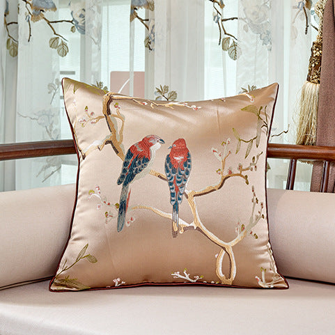 Chinese Throw Pillow Flower And Bird Jacquard Style Chair Cushion Cushion - Seasonal Chic Variety