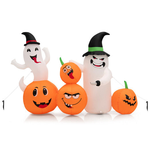 6 Feet Halloween Inflatable Pumpkins and Ghosts with LED Lights - Color: Multicolor