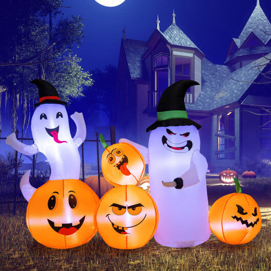 6 Feet Halloween Inflatable Pumpkins and Ghosts with LED Lights - Color: Multicolor