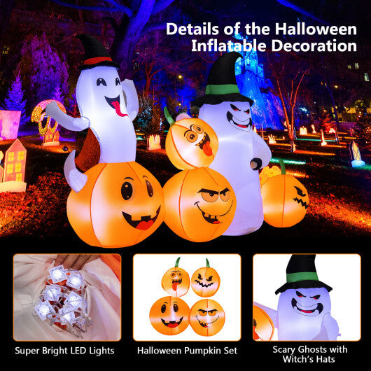 6 Feet Halloween Inflatable Pumpkins and Ghosts with LED Lights - Color: Multicolor