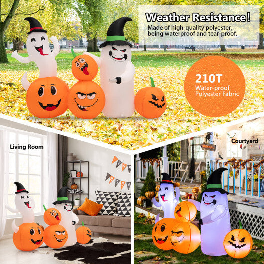 6 Feet Halloween Inflatable Pumpkins and Ghosts with LED Lights - Color: Multicolor