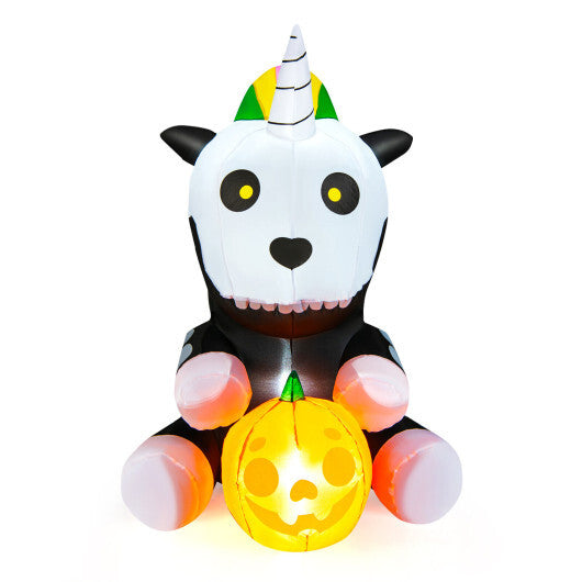 5 Feet Halloween Inflatable Unicorn Skeleton with Pumpkin Lantern - Color: Black & White - Seasonal Chic Variety