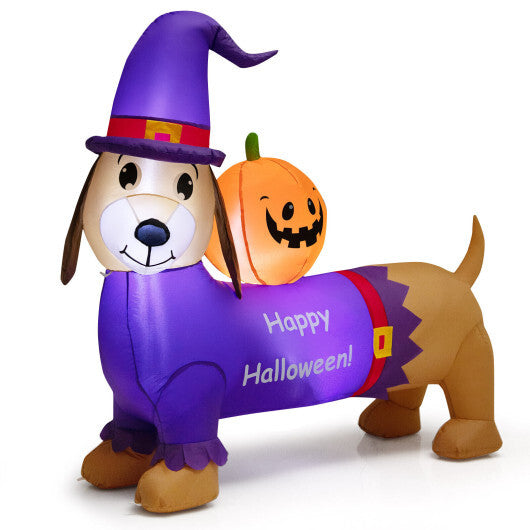 5 Feet Long Halloween Inflatable Dachshund Dog with Pumpkin - Color: Purple