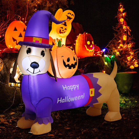 5 Feet Long Halloween Inflatable Dachshund Dog with Pumpkin - Color: Purple