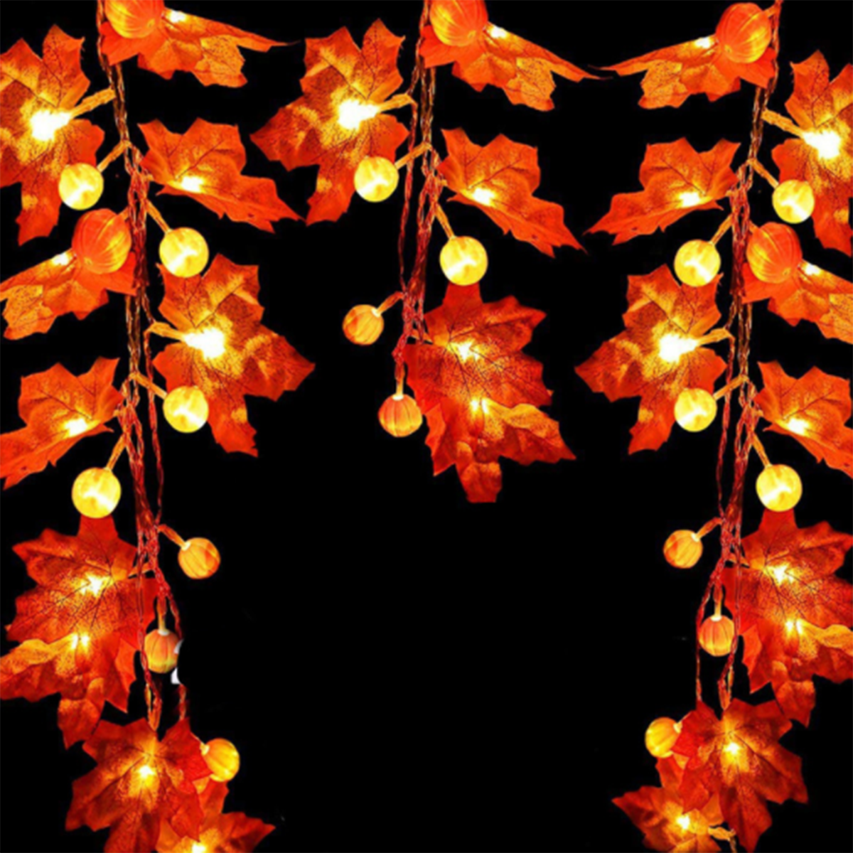 Maple Leaves String Lights with Pumpkin Maple String Lights - Seasonal Chic Variety