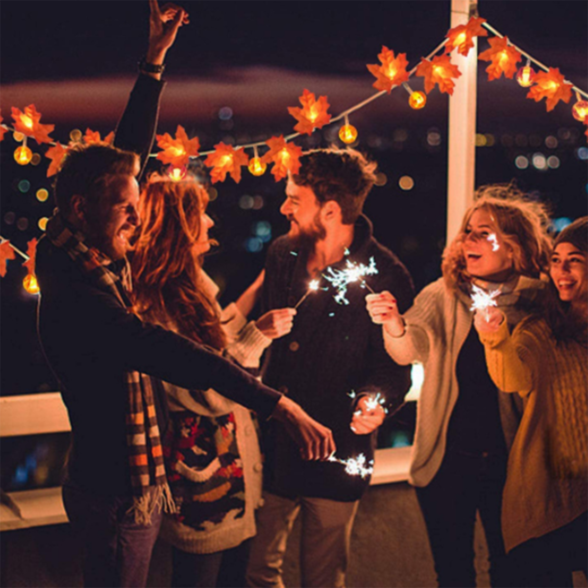 Maple Leaves String Lights with Pumpkin Maple String Lights - Seasonal Chic Variety