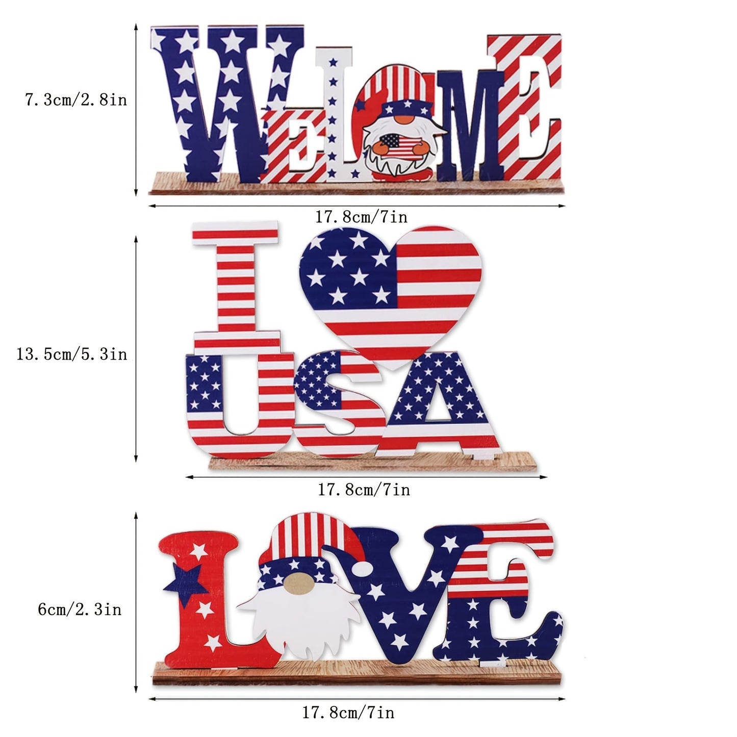 1pc 4th Of July Wooden Ornament; Independence Day I Love USA Wooden Alphabet Ornament; Holiday Decoration For Bedroom Living Room Tiered Tray Ornament; Holiday Accessories