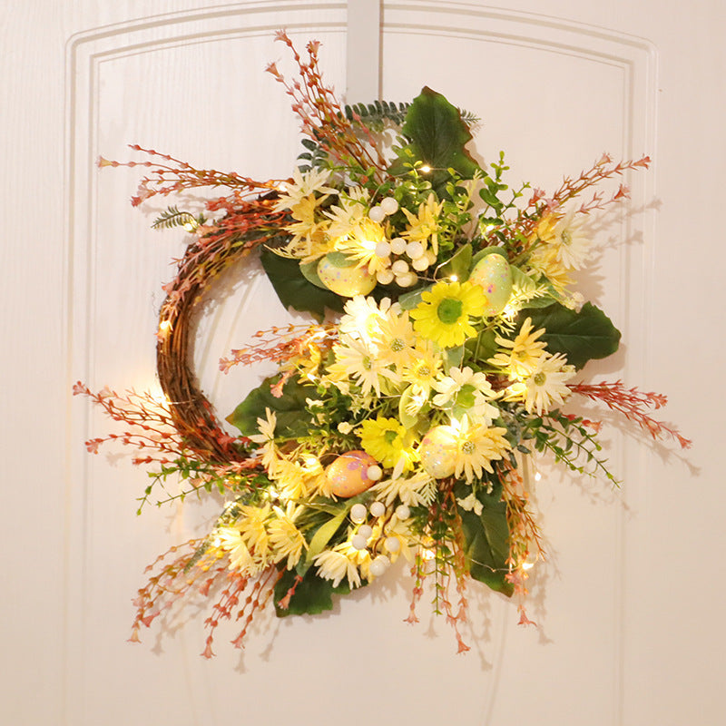 Home Decoration Easter Wreath Wild Chrysanthemum Half Edge Wreath Eggs - Seasonal Chic Variety