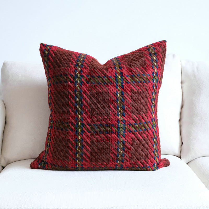 Affordable Luxury Style Plaid Wool Pillow Sofa Cushion Model Room Pillow Cover - Seasonal Chic Variety