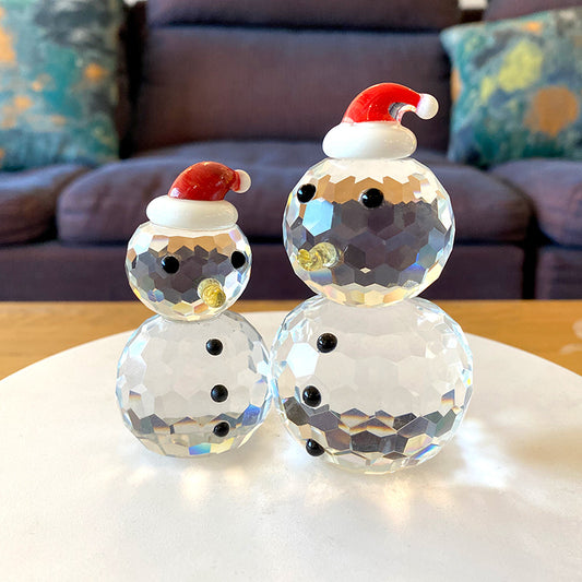 Transparent White Crystal Glass Christmas Snowman Home Decoration - Seasonal Chic Variety