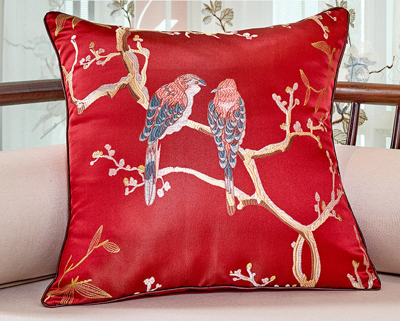 Chinese Throw Pillow Flower And Bird Jacquard Style Chair Cushion Cushion - Seasonal Chic Variety