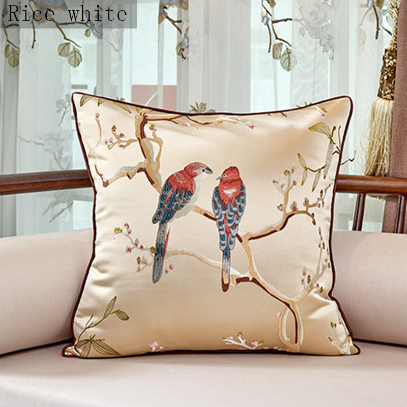 Chinese Throw Pillow Flower And Bird Jacquard Style Chair Cushion Cushion - Seasonal Chic Variety