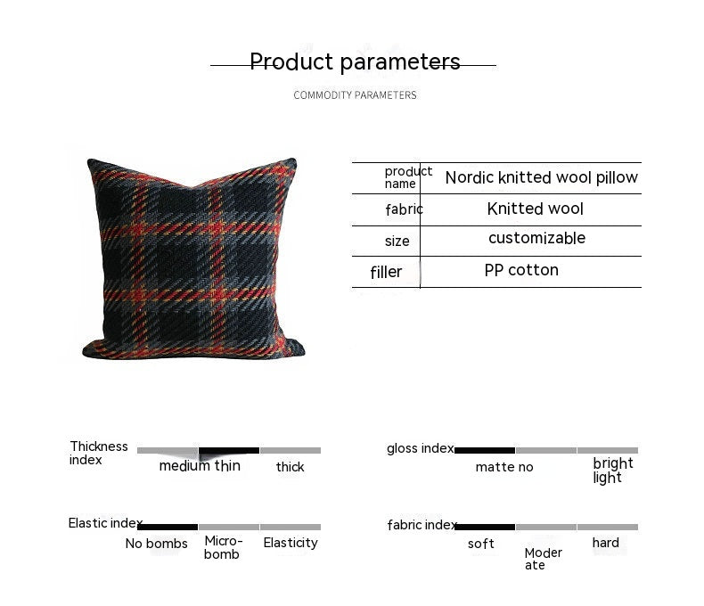 Affordable Luxury Style Plaid Wool Pillow Sofa Cushion Model Room Pillow Cover - Seasonal Chic Variety