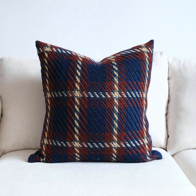 Affordable Luxury Style Plaid Wool Pillow Sofa Cushion Model Room Pillow Cover - Seasonal Chic Variety